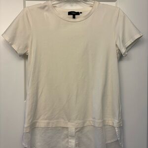 Theory Cream Layered-Hem Short Sleeve Tee